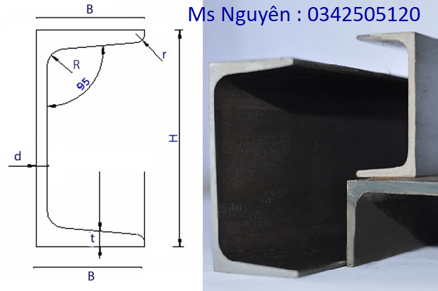 Thép hình U100x50x5mm mạ kẽm chất lượng, giá tốt